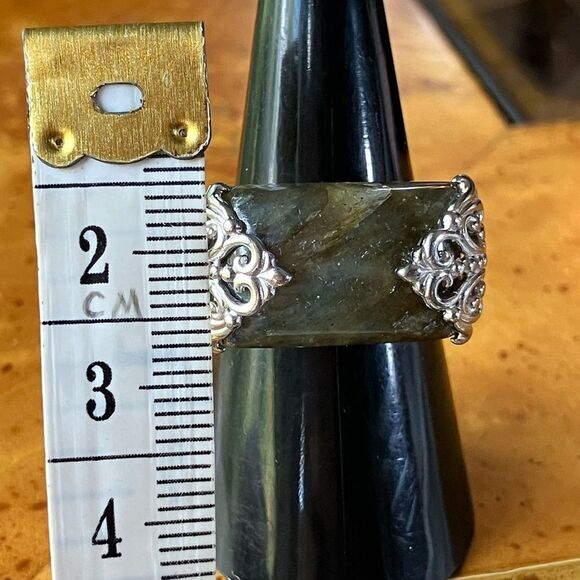 Natural Labradorite Sterling Silver Ring Size 7 - Picture 8 of 10